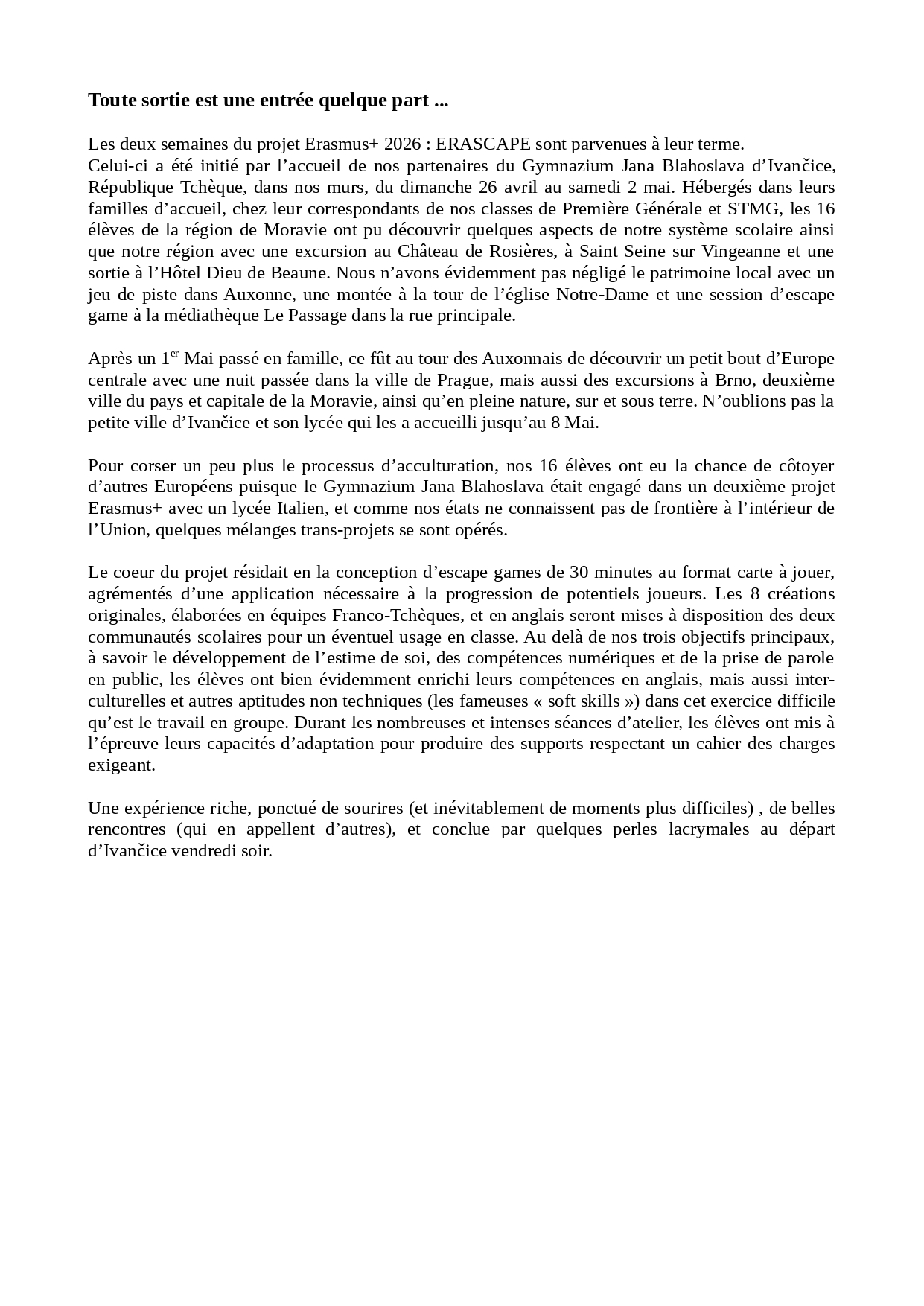 Article ERASCAPE blog lycée page 0001